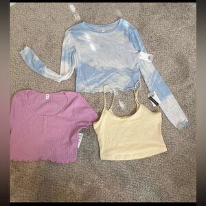 Nordstrom Blue, Purple, and Yellow Crop Tops